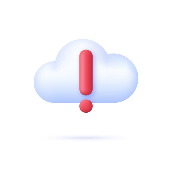 3D Cloud computing error icon. Concept of broken communication with database. Data issue, disconnection