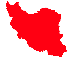 Map of Iran in red